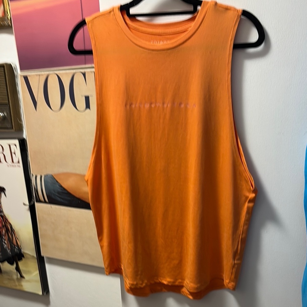 Vibrant Orange Relaxed Fit Sleeveless Tank